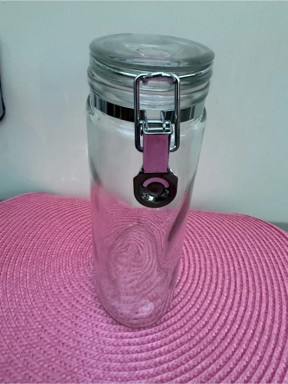 Clear Glass Airtight Storage Jar with Metal Clamp Lid Oblong Oval